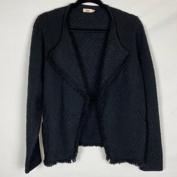 Faherty Santa Ana Black Diamond Embroidered Fringe Sweater Jacket - Picture 5 of 12